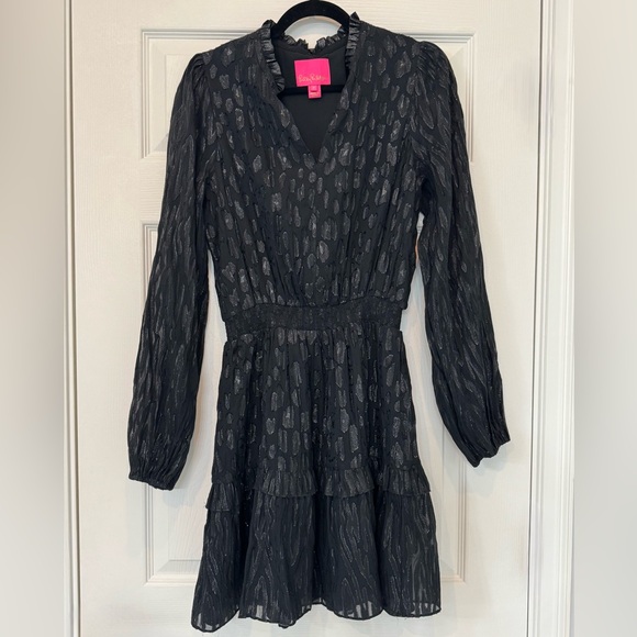 Lilly Pulitzer Black Metallic Long Sleeve Dress - Picture 3 of 3